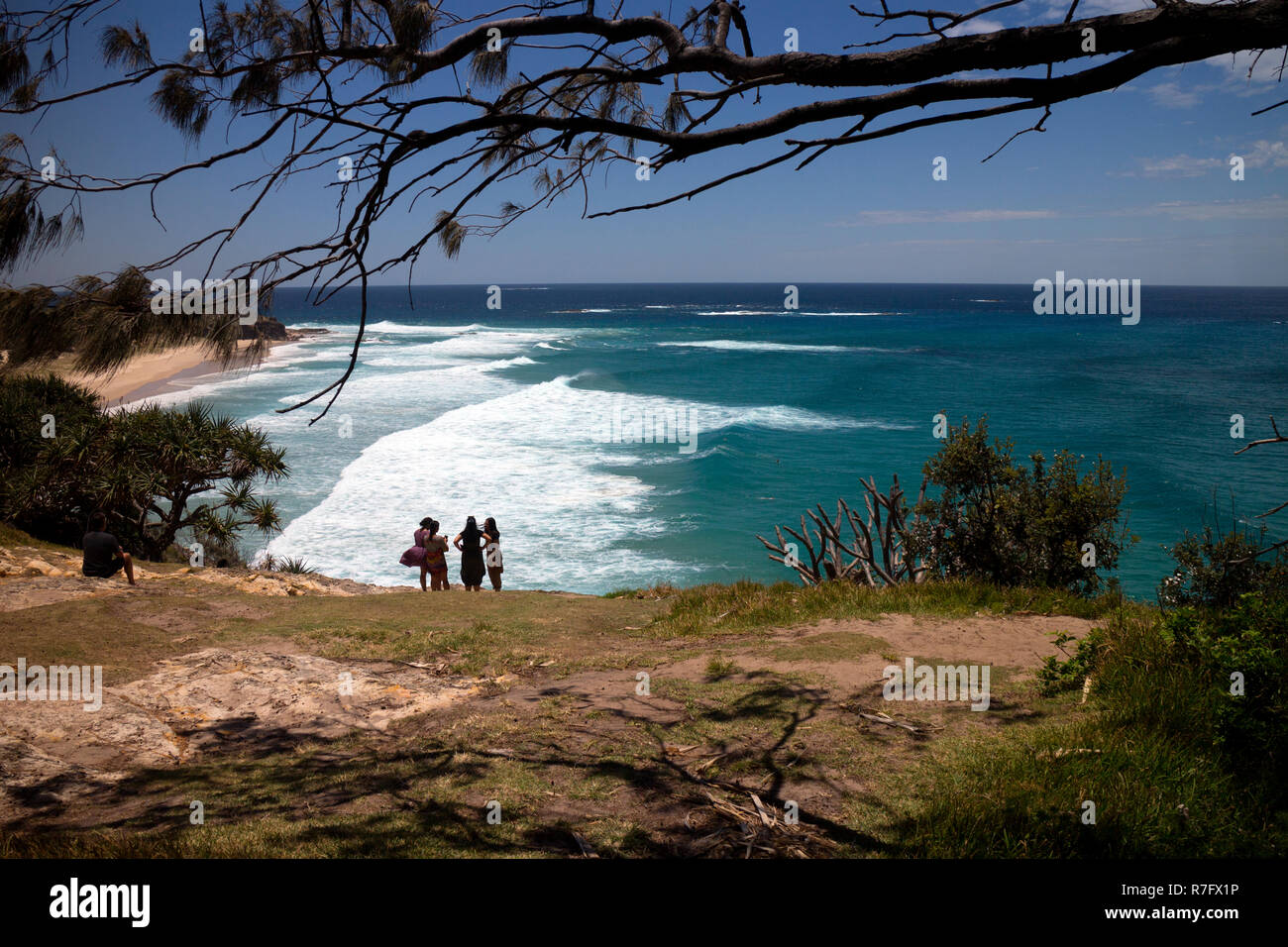 View towards Frenchman`s Beach, Point Lookout, North Stradbroke Island, Queensland, Australia Stock Photo